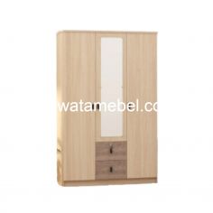 Wardrobe 3 Doors - ASTROBOX VEGA WDD 321 / Natural Oak - Stone Brown 